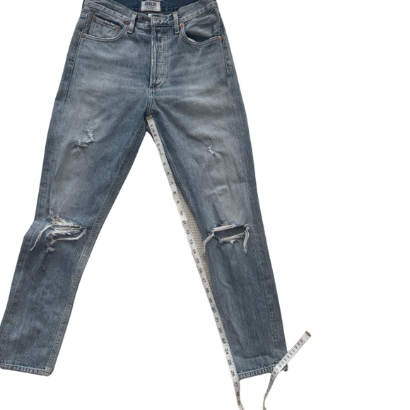 AGOLDE Distressed Straight Leg Jeans Blue Size 24 - Picture 11 of 14
